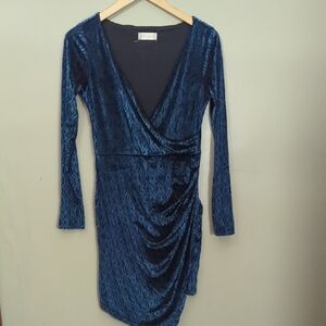 Elegant Blue Velvet Dress